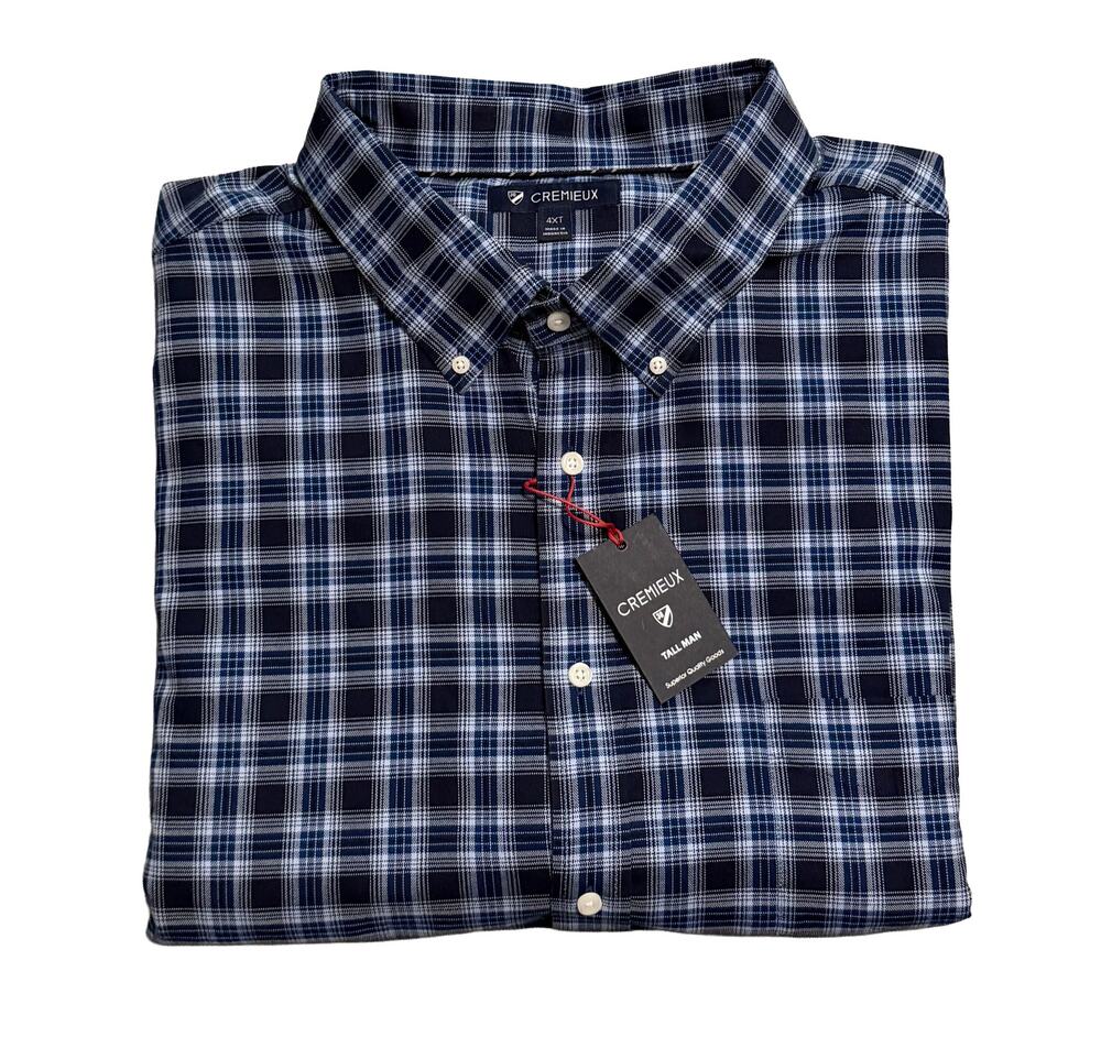 Daniel Cremieux Dress Shirt Men's 4XT Big & Tall Button-Down Stretch Plaid NWT
